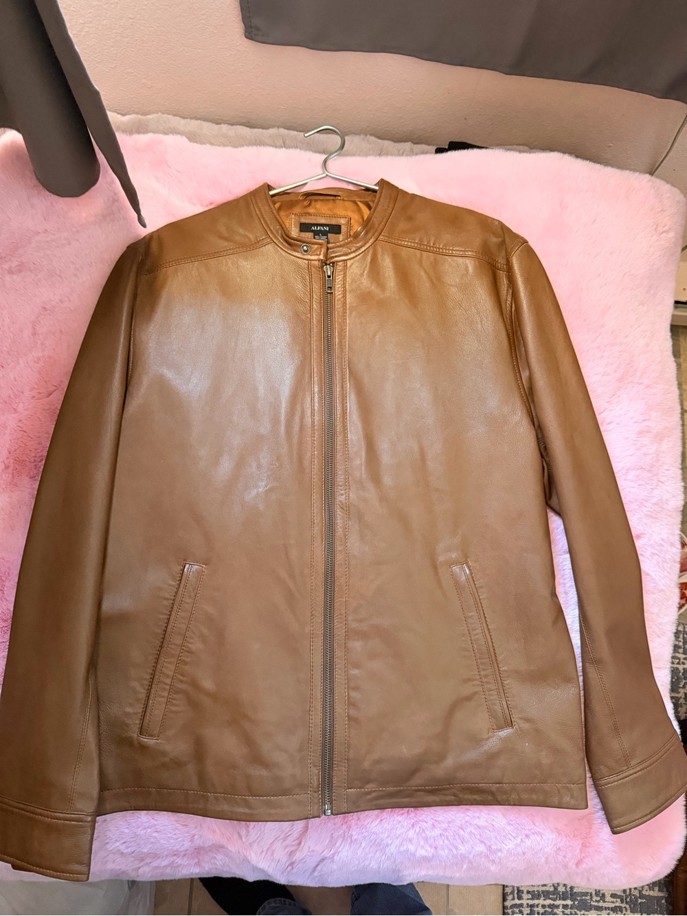 Alfani Chestnut Brown Leather Jacket